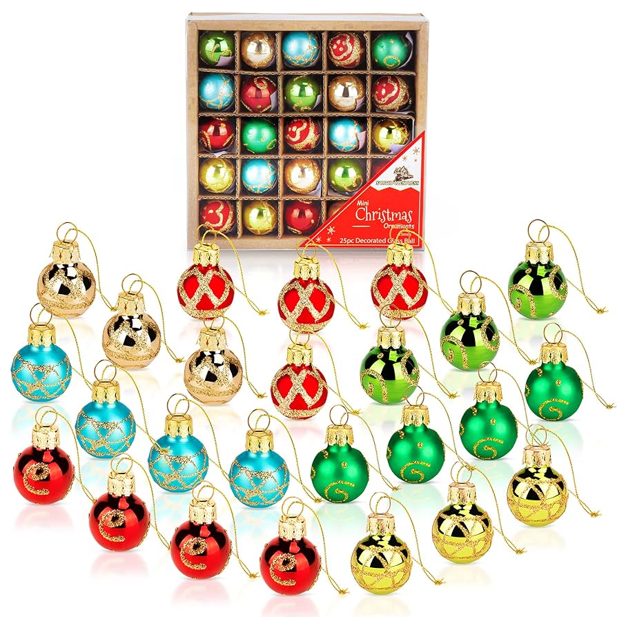 クリスマス オーナメント ガラスボール ミニ ミニガラスボールオーナメント5cm/レッド＆ゴールド2コセット